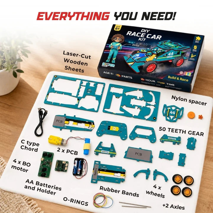 Sooper Brains™ DIY Wooden Racer Car Kit