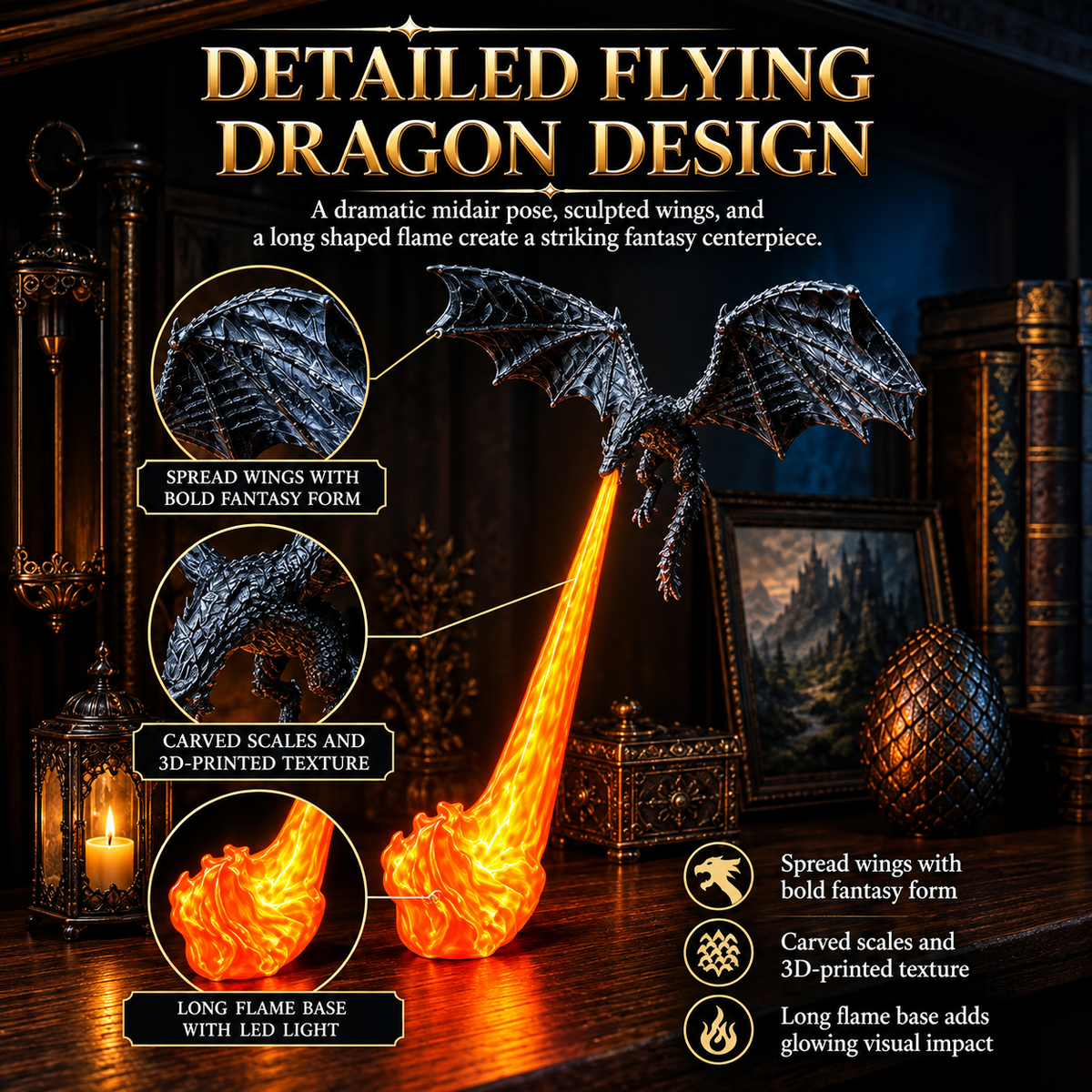 Dragon flame lamp